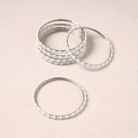Buy Hapur Flower Beadwork Bangles by Aagaz (Set of 6) Online