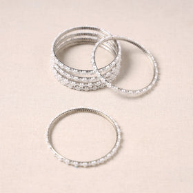 Buy Hapur Flower Beadwork Bangles by Aagaz (Set of 6) Online
