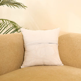 Buy White Ikat Cotton with Ajrakh Modal Silk Cushion Cover