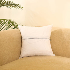 Buy White Ikat Cotton with Ajrakh Modal Silk Cushion Cover