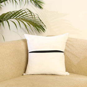 Buy White Ikat Cotton with Ajrakh Modal Silk Cushion Cover