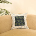  White Ikat Cotton with Ajrakh Modal Silk Cushion Cover