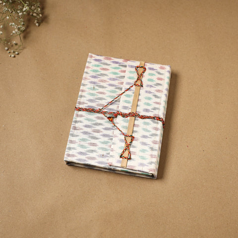Ikat fabric cover handmade paper notebook with thread lock