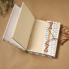 Ikat fabric cover handmade paper notebook with thread lock