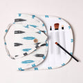  Ikat Fabric Multipurpose Segmented Make-up Brush Wrap Pouch/Case 