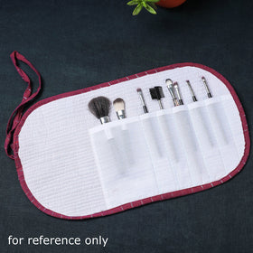  Ikat Fabric Multipurpose Segmented Make-up Brush Wrap Pouch/Case 