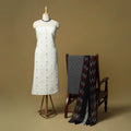 Jacquard cotton 3pc unstitched dress material 118