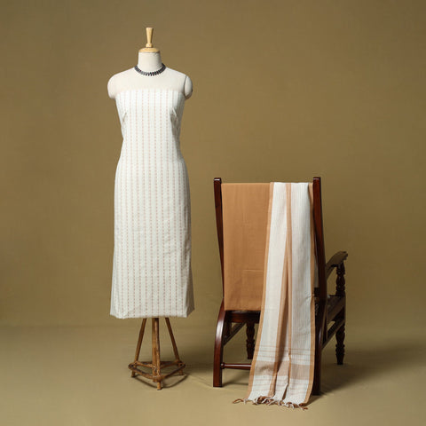 Jacquard cotton 3pc unstitched dress material 142