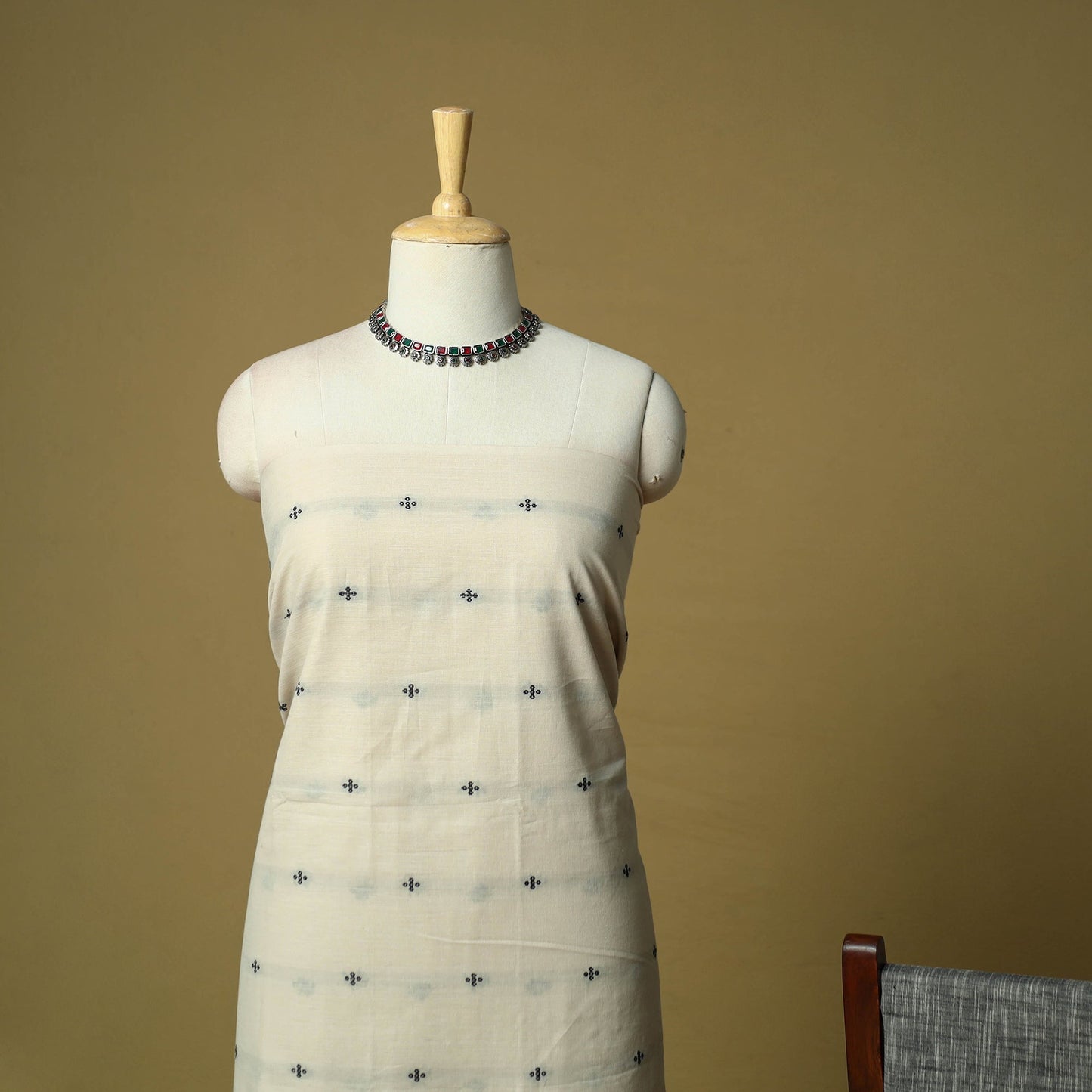 Jacquard cotton 3pc unstitched dress material 35