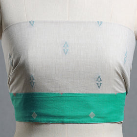 White - jacquard cotton blouse piece 01 - handcrafted