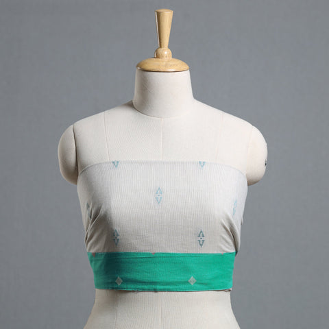 White - jacquard cotton blouse piece 01 - handcrafted