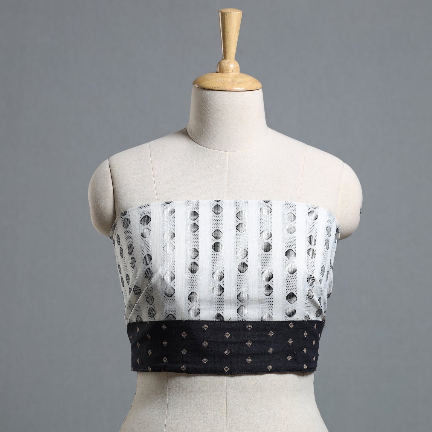 White - jacquard cotton blouse piece 24 - handcrafted