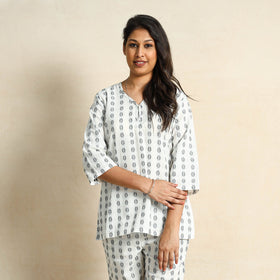 Jacquard Cotton Top & Pyjama Night Suit Set 
