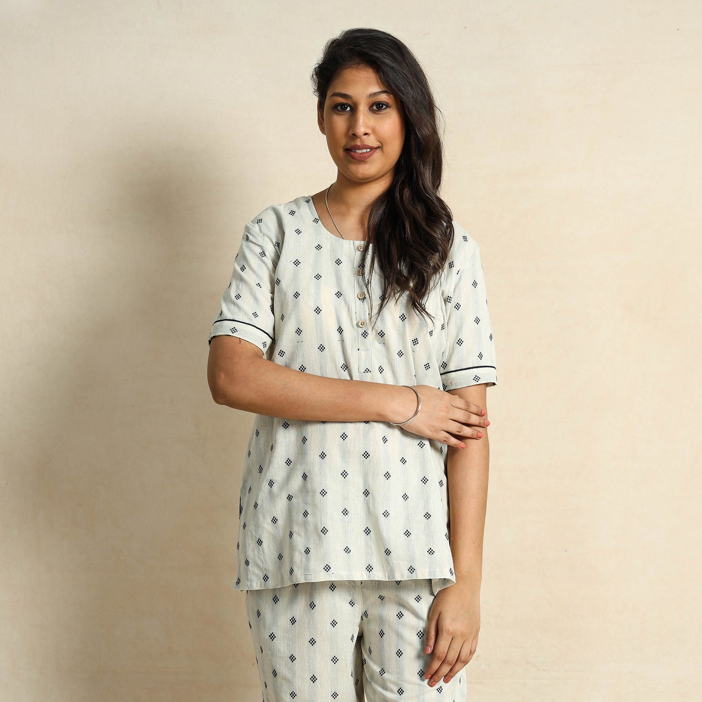  Jacquard Cotton Top & Pyjama Night Suit Set 