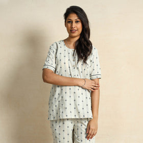  Jacquard Cotton Top & Pyjama Night Suit Set 