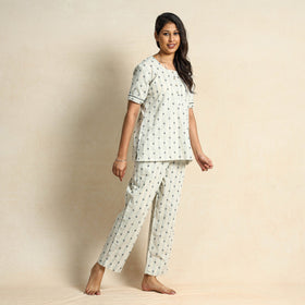  Jacquard Cotton Top & Pyjama Night Suit Set 