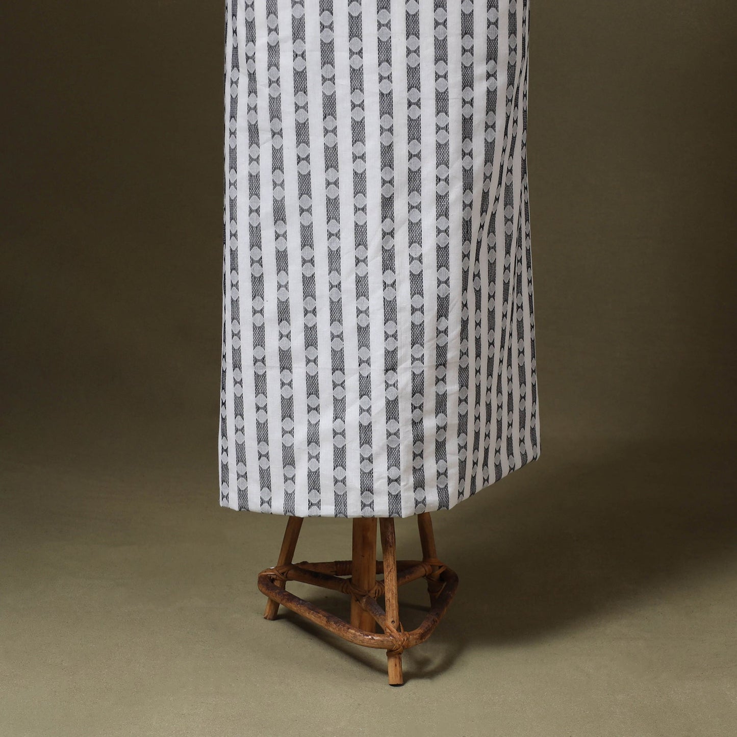 White Jacquard Cotton Dress Material with Jewellery Set