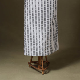 White Jacquard Cotton Dress Material with Jewellery Set