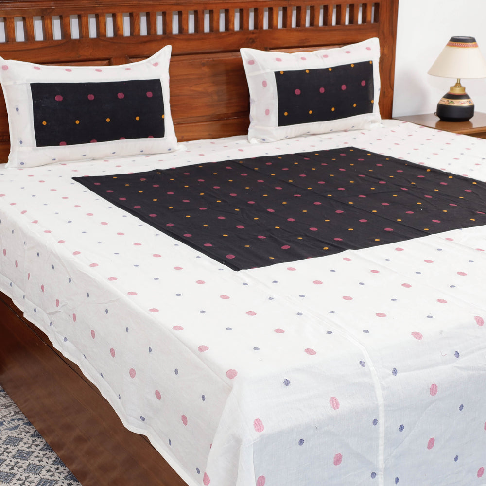  Jacquard Patchwork Cotton Double Bed Cover with Pillow Covers 