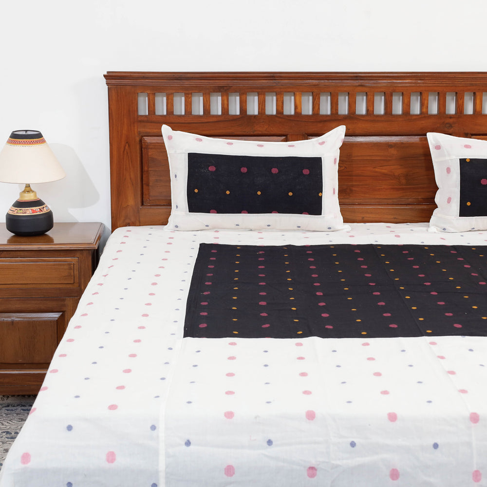  Jacquard Patchwork Cotton Double Bed Cover with Pillow Covers 