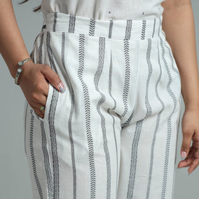 White - jacquard weave cotton elasticated pant 09