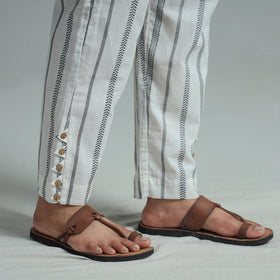 White - jacquard weave cotton elasticated pant 09