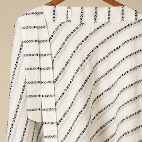 White - jacquard weave cotton wrap around skirt 48