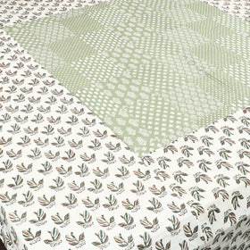 White Jaipur Print Patchwork Cotton Bedsheet Set 