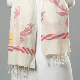  Jamdani Handloom Cotton Stole with Tassels 