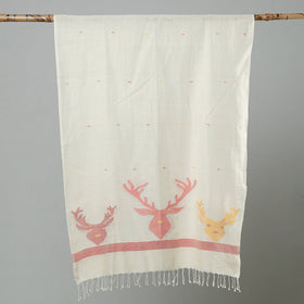  Jamdani Handloom Cotton Stole with Tassels 