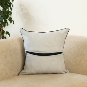 White Jhiri Handloom Cotton Cushion Cover