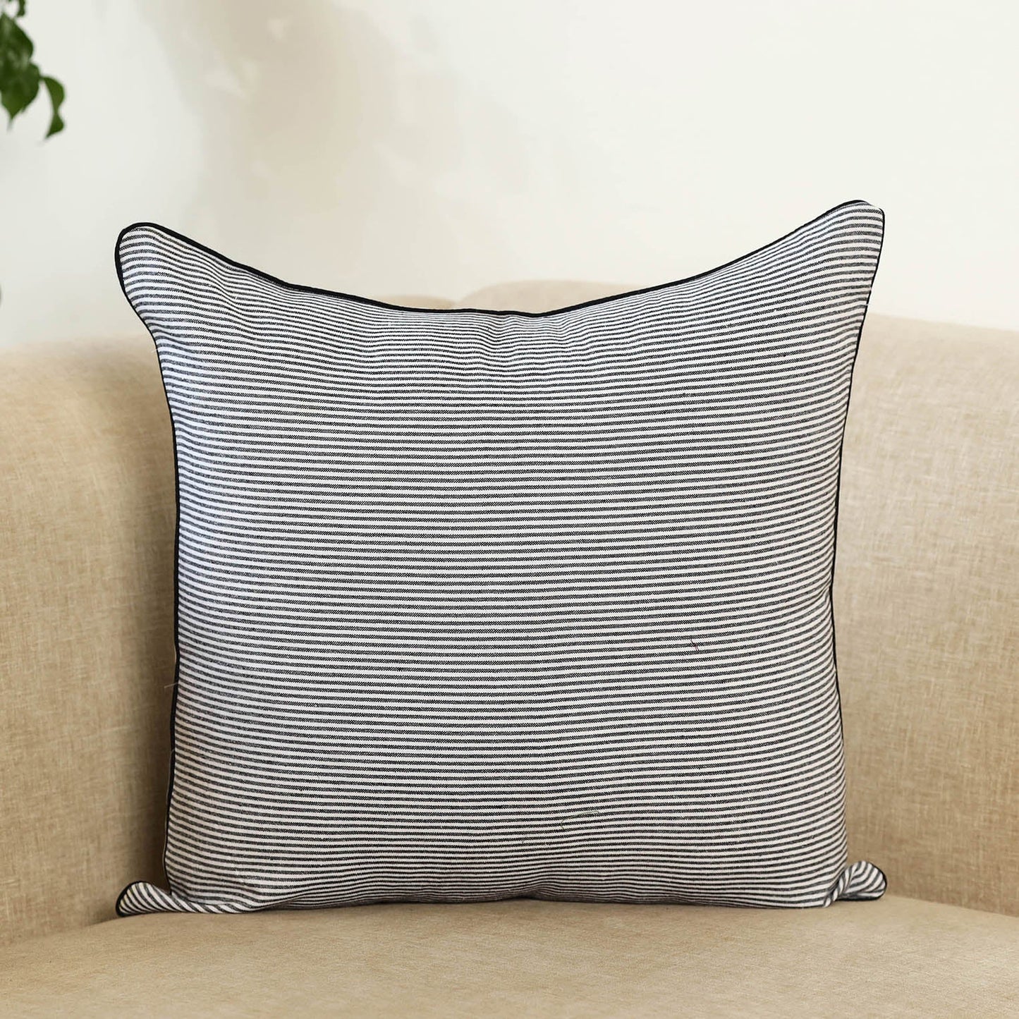 White Jhiri Handloom Cotton Cushion Cover