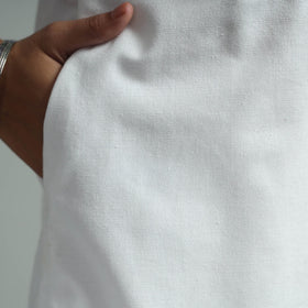 White - jhiri handloom cotton pintuck long kurta