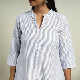 Buy White Jhiri Handloom A-Line Cotton Kurta for Women