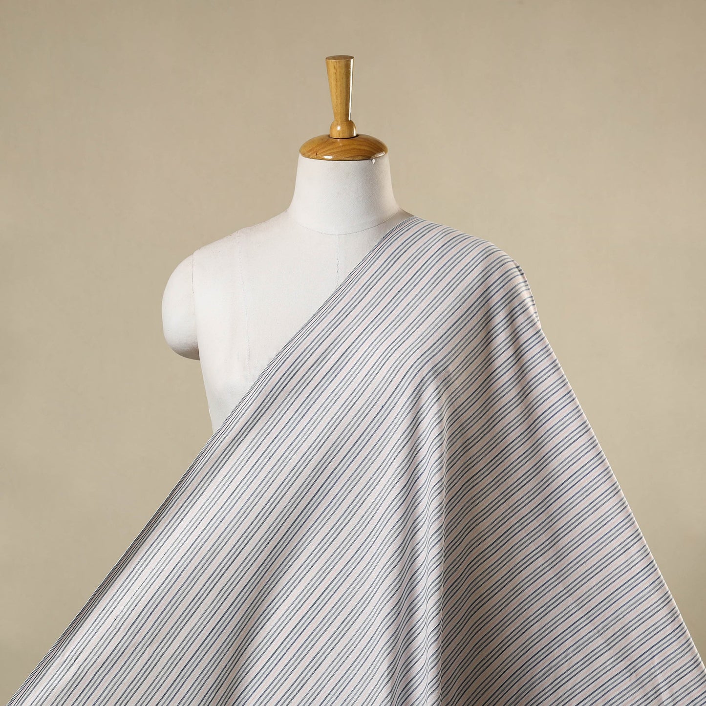 White - jhiri pure handloom cotton fabric 18 - handcrafted