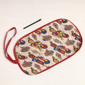  Kalamkari Fabric Multipurpose Segmented Make-up Brush Wrap Pouch/Case 