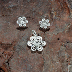  Kalinga Filigree Sterling Silver Necklace Set 