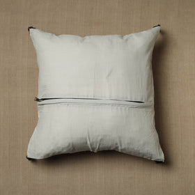  White Kantha Stitch Ikat Cotton Cushion Cover (16 x 16 in) 20