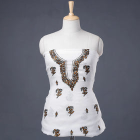  Handloom Kota Doria Kashidakari Hand Embroidery Kurta Material - 2.6 M 