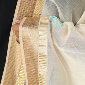  Kolaghat Kantha Zari Border Maheshwari Silk Dupatta with Tassels 