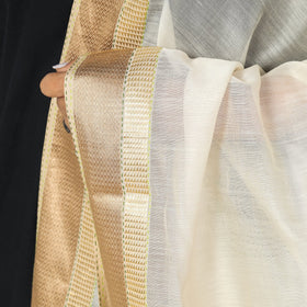  Kolaghat Kantha Zari Border Maheshwari Silk Dupatta with Tassels Online 