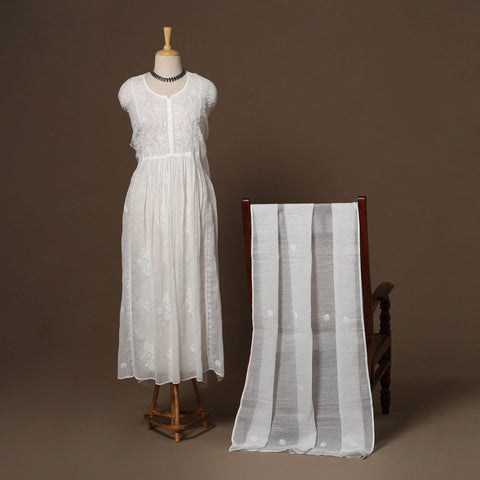 Kota doria chanderi semi stitched chikankari hand