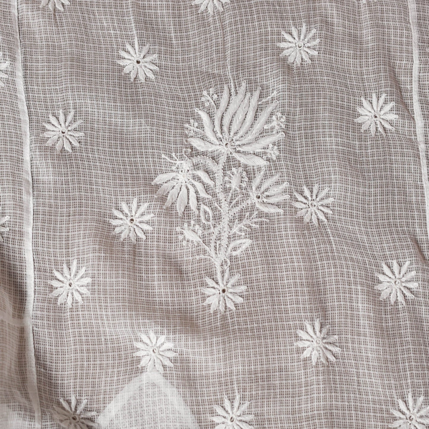 Kota doria chanderi semi stitched chikankari hand