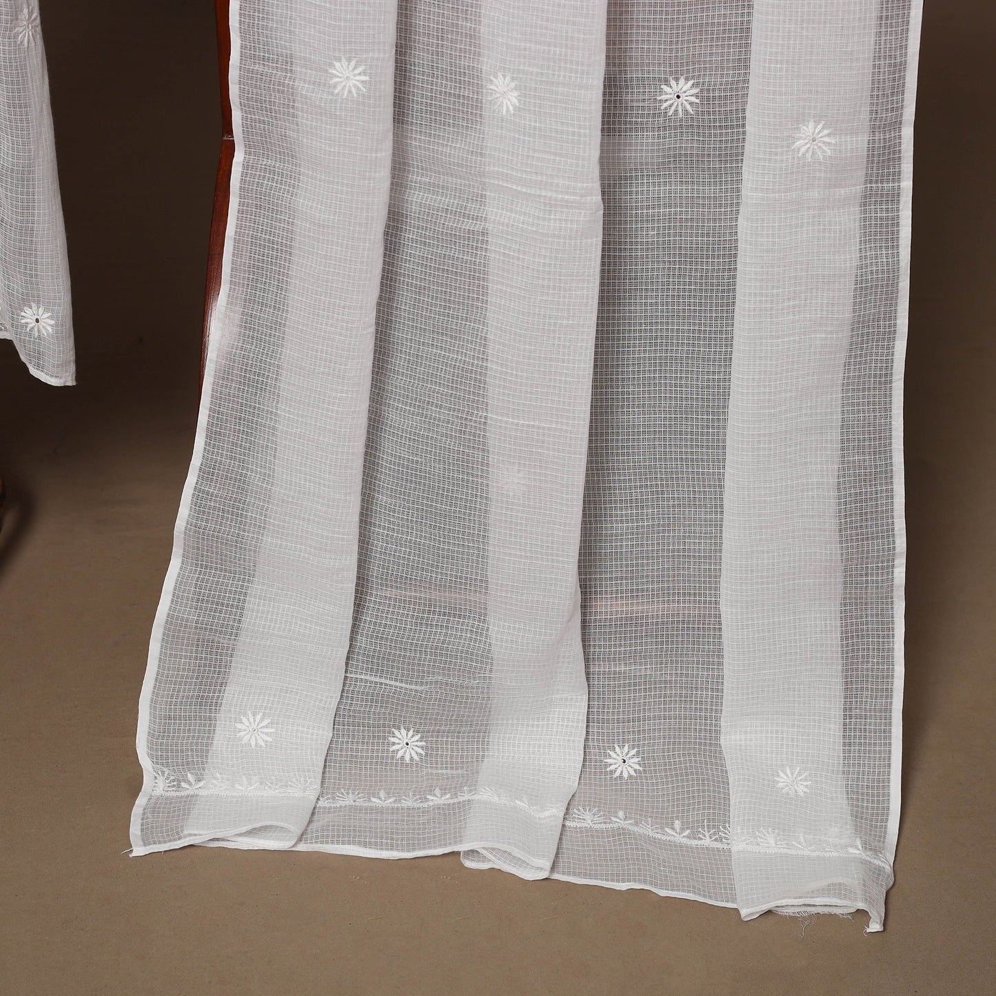 Kota doria chanderi semi stitched chikankari hand