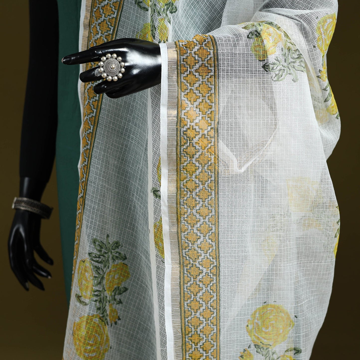 Kota doria cotton hand block print sanganeri floral dupatta