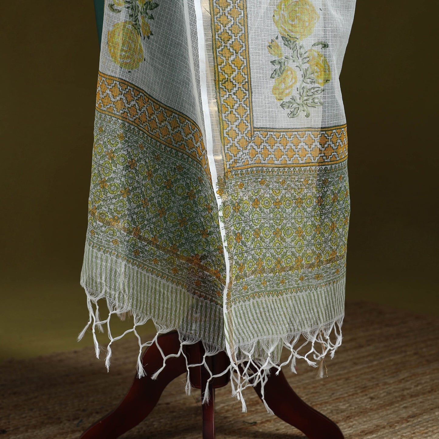 Kota doria cotton hand block print sanganeri floral dupatta