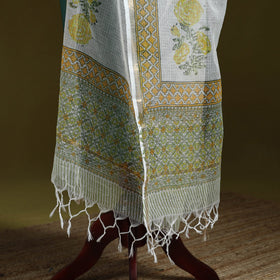 Kota doria cotton hand block print sanganeri floral dupatta