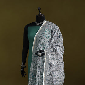 Kota doria cotton hand block print sanganeri floral dupatta