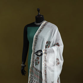 Kota doria cotton hand block print sanganeri floral dupatta