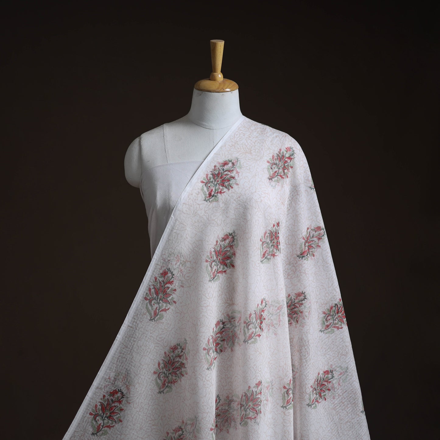 Kota doria cotton hand block sanganeri print fabric 03